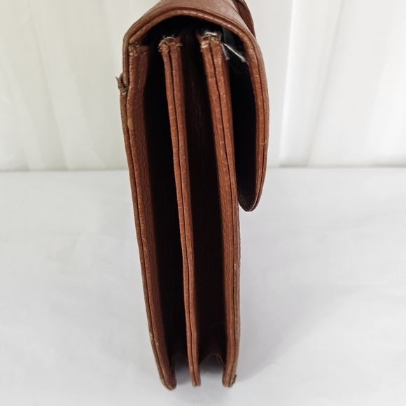 Vintage Dooney & Bourke camel brown leather folio briefcase with lock and key - Picture 5 of 16